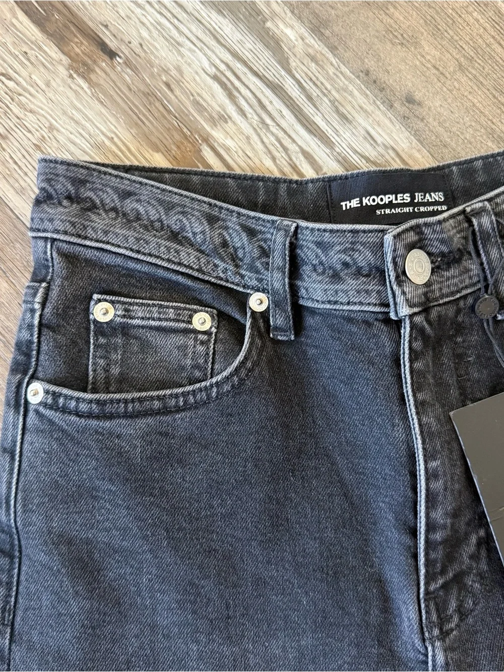 The Kooples paisley high straight crop embroidered jeans in black • Sz 26